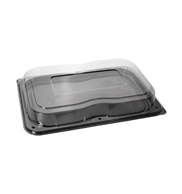 Bandeja Reutilizable PET Negra con Tapa 46x30cm (5 Uds) Bandeja Reutilizable PET Negra con Tapa 46x30cm (5 Uds)