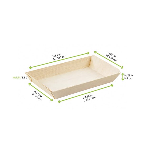 Bandeja de Madera 13x6,5x2cm 125ml (25 Uds) Bandeja de Madera 13x6,5x2cm 125ml (25 Uds)