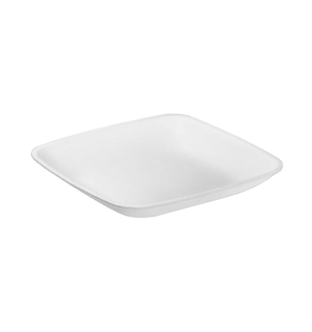 Plato de Caña de Azúcar Blanco 6,5x6,5cm (300 Uds)