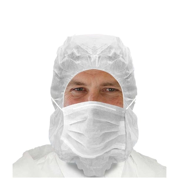 Gorro Integral con Mascarilla de 3 Capas Blanco (100 Uds) Gorro Integral con Mascarilla de 3 Capas Blanco (100 Uds)