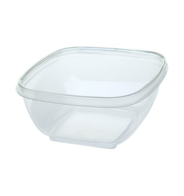 Bol de Plástico Cuadrado PET 500ml 125x125x70mm (50 Uds) Bol de Plástico Cuadrado PET 500ml 125x125x70mm (50 Uds)