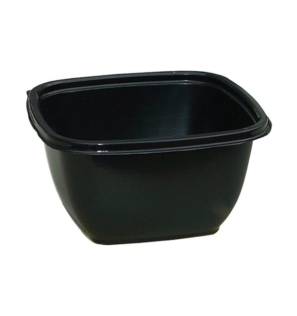Bol Plástico Cuadrado Negro PET 500ml 125x125x70mm (50 Uds) Bol Plástico Cuadrado Negro PET 500ml 125x125x70mm (50 Uds)