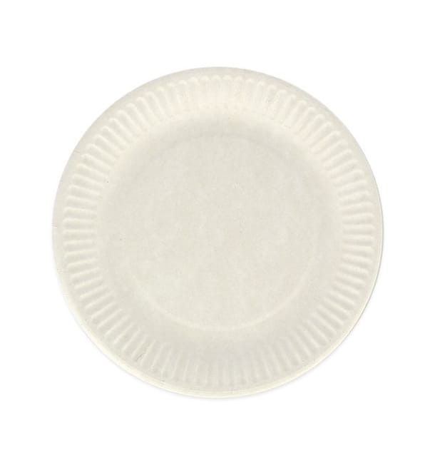 Plato de Papel Blanco Biodegradable Ø18 cm (1000 Uds)