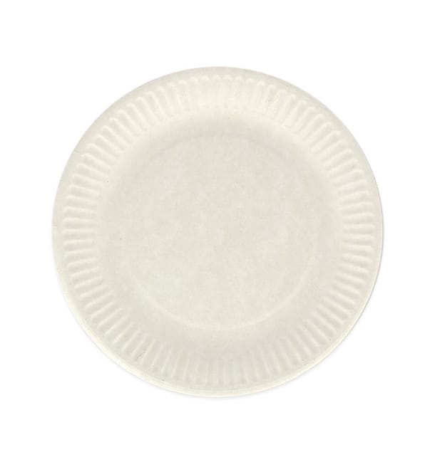 Plato de Papel Blanco Biodegradable Ø18 cm (1000 Uds) Plato de Papel Blanco Biodegradable Ø18 cm (1000 Uds)