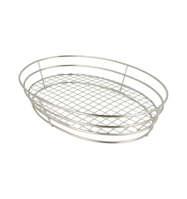 Cesta Ovalada de Acero Plata 280x205x57mm (24 Uds) Cesta Ovalada de Acero Plata 280x205x57mm (24 Uds)