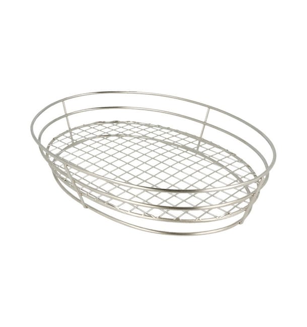 Cesta Ovalada de Acero Plata 280x205x57mm (24 Uds)