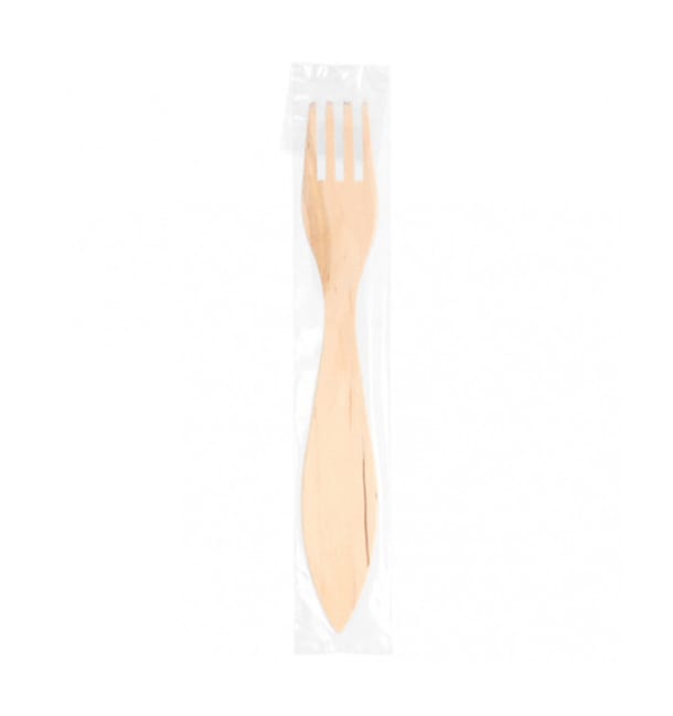 Tenedor de Madera 150mm Enfundado (100 Uds) Tenedor de Madera 150mm Enfundado (100 Uds)
