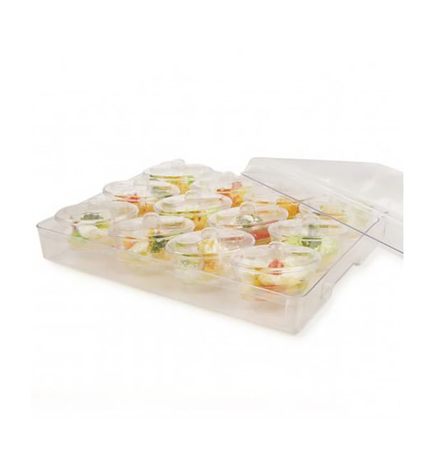 Kit Bandeja + 12 Bols Ovalados con tapa. Transp. (12 Uds) Kit Bandeja + 12 Bols Ovalados con tapa. Transp. (12 Uds)