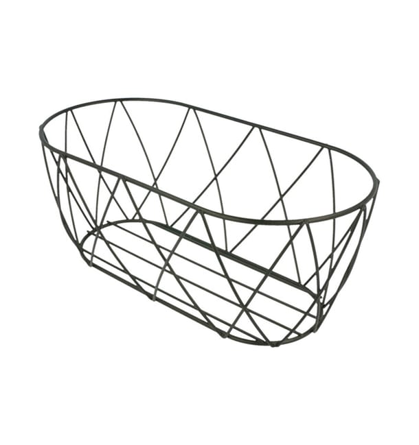 Cesta Ovalada de Acero Negro 255x127x102mm (12 Uds) Cesta Ovalada de Acero Negro 255x127x102mm (12 Uds)