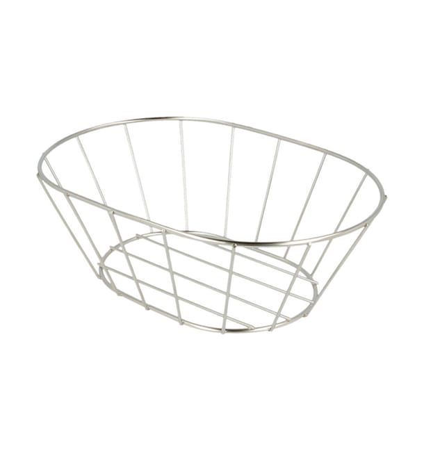 Cesta Ovalada de Acero Plata 216x140x76mm (24 Uds) Cesta Ovalada de Acero Plata 216x140x76mm (24 Uds)
