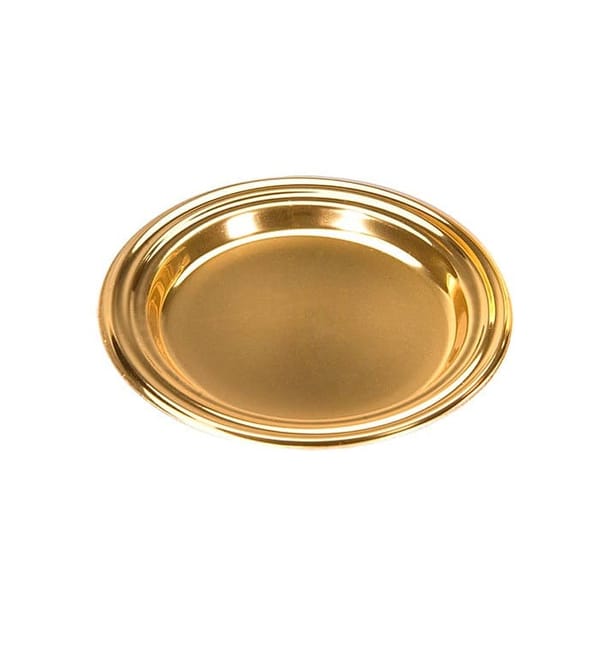 Mini Plato de Plastico para Postre Redondo Oro 8 cm Mini Plato de Plastico para Postre Redondo Oro 8 cm