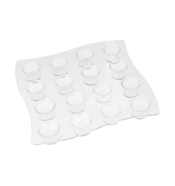 Soporte 16 Vasos Trans. 15,5x15,5x1,6cm (2 Uds) Soporte 16 Vasos Trans. 15,5x15,5x1,6cm (2 Uds)