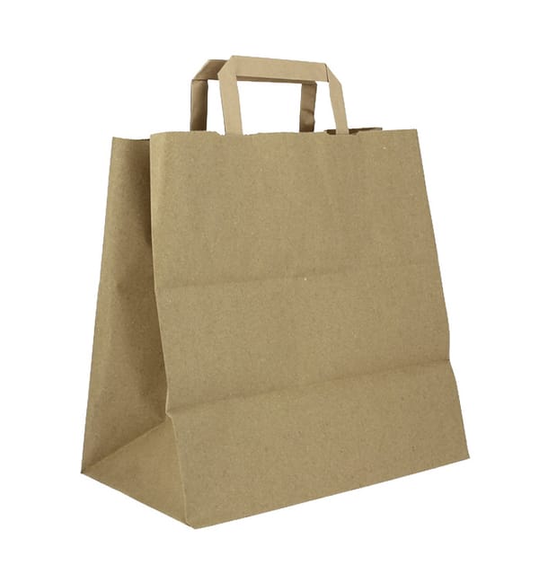Bolsas de Papel Asa Plana Kraft 80g/m² 28+17x29cm (250 Uds) Bolsas de Papel Asa Plana Kraft 80g/m² 28+17x29cm (250 Uds)