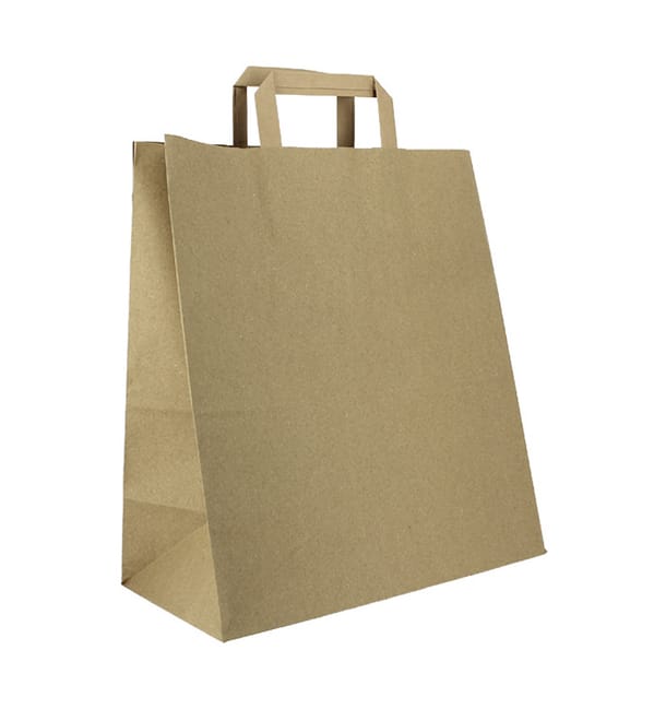 Bolsas de Papel Asa Plana Kraft 80g/m² 32+16x35cm (250 Uds) Bolsas de Papel Asa Plana Kraft 80g/m² 32+16x35cm (250 Uds)