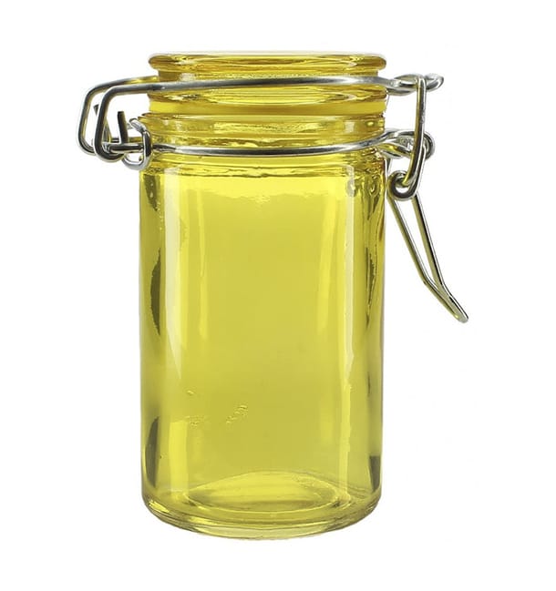 Tarro de Vidrio Hermético Amarillo 70ml Ø4,5x8cm (32 Uds) Tarro de Vidrio Hermético Amarillo 70ml Ø4,5x8cm (32 Uds)