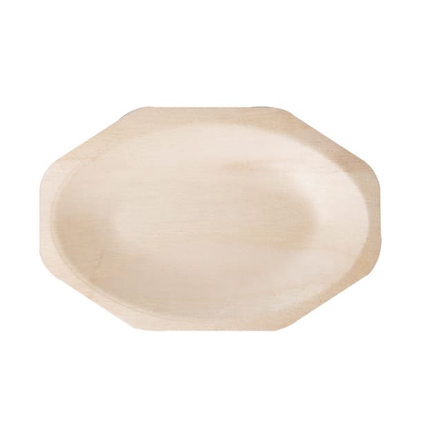 Bandeja de Madera Octogonal 20x13x2,5 cm (50 Uds)