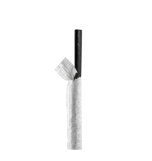 Pajita Recta Papel Negro Enfundada Blanco Ø6mm 21cm (250 Uds) Pajita Recta Papel Negro Enfundada Blanco Ø6mm 21cm (250 Uds)