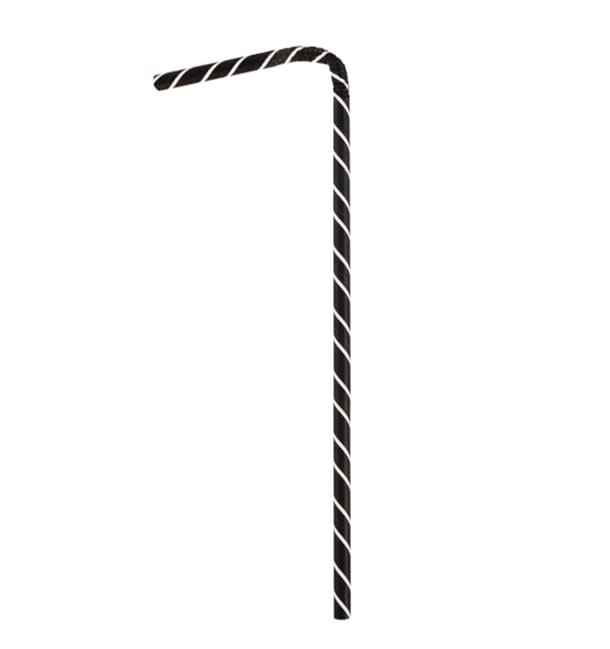 Pajita Flexible Papel Negra Ø6mm 23cm (250 Uds)