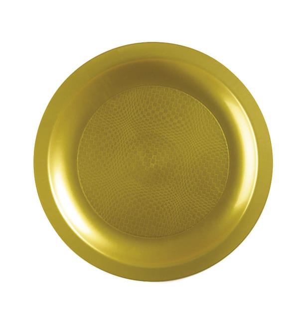 Plato Reutilizable PP Llano Oro Round Ø18,5cm (600 Uds) Plato Reutilizable PP Llano Oro Round Ø18,5cm (600 Uds)