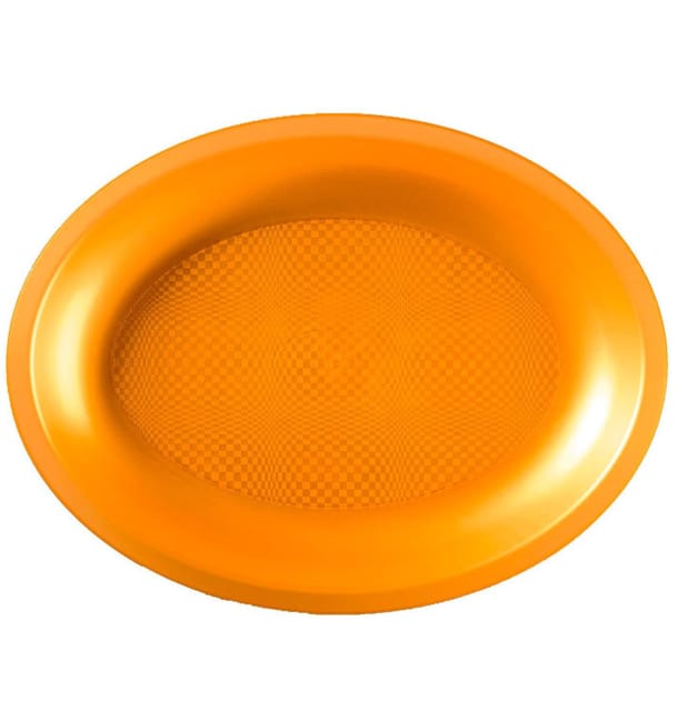 Bandeja Reutilizable PP Ovalada Round Oro 31,5x22cm (240 Uds) Bandeja Reutilizable PP Ovalada Round Oro 31,5x22cm (240 Uds)