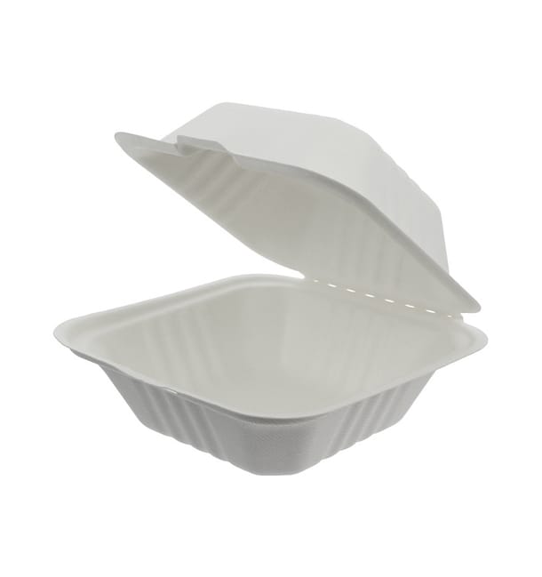 Envase Hamburguesa Caña Azúcar Blanco 152x153x77mm (500 Uds) Envase Hamburguesa Caña Azúcar Blanco 152x153x77mm (500 Uds)