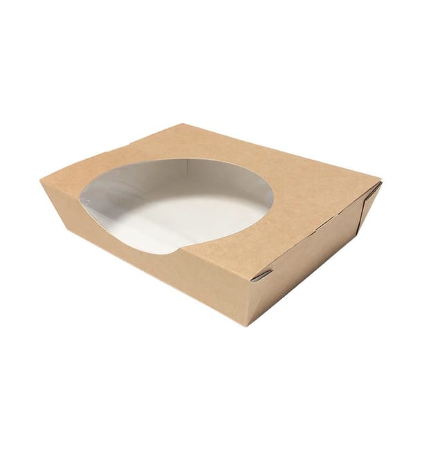 Ensaladera de Cartón Kraft con Ventana 750ml (250 Uds) Ensaladera de Cartón Kraft con Ventana 750ml (250 Uds)