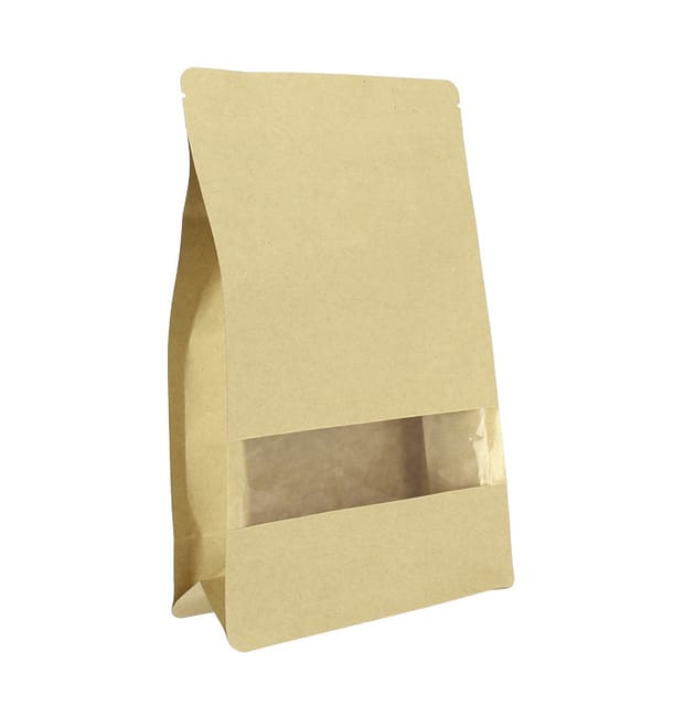 Bolsa StandUp Kraft Autocierre Zip y Ventana 16+8x26cm (50 Uds) Bolsa StandUp Kraft Autocierre Zip y Ventana 16+8x26cm (50 Uds)