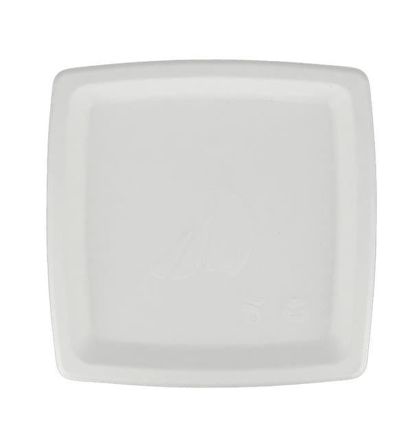 Plato Cuadrado Caña de Azucar Blanco 170mm (125 Uds)