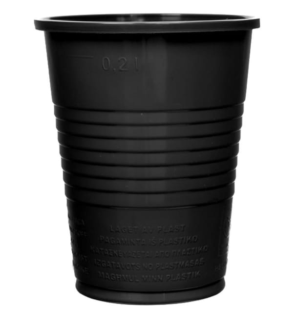Vaso de Plástico PS Negro 200ml Ø7cm (50 Uds) Vaso de Plástico PS Negro 200ml Ø7cm (50 Uds)