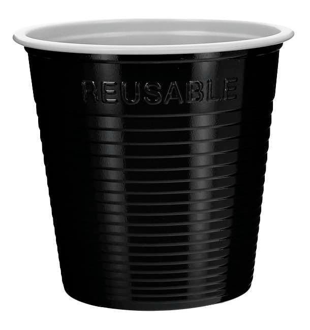Vaso Reutilizable PS Bicolor Negro 230ml (30 Uds)