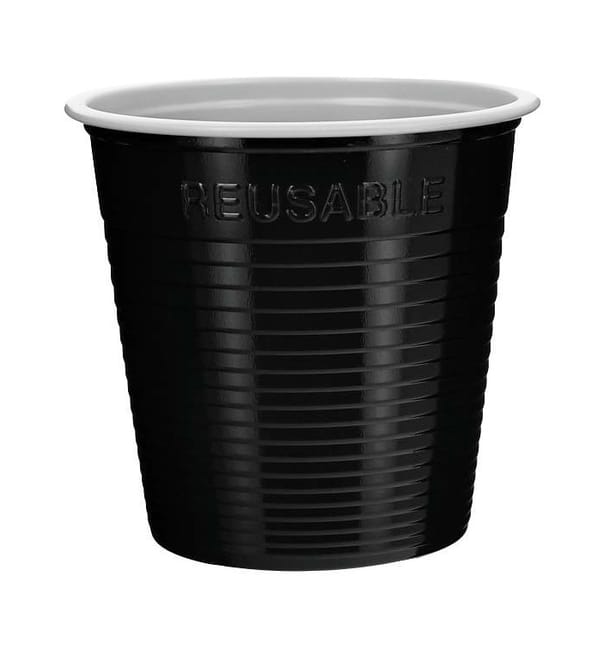 Vaso Reutilizable PS Bicolor Negro 230ml (420 Uds) Vaso Reutilizable PS Bicolor Negro 230ml (420 Uds)