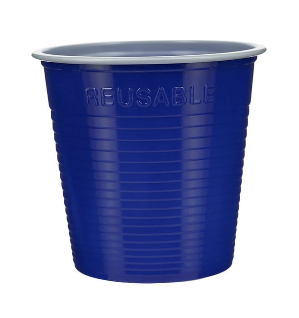 Vaso Reutilizable Económico PS Bicolor Azul 230ml (30 Uds) Vaso Reutilizable Económico PS Bicolor Azul 230ml (30 Uds)