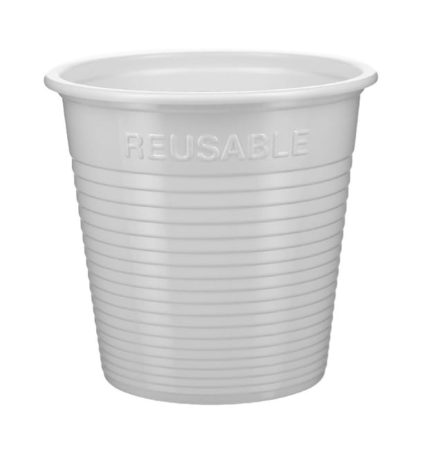 Vaso Reutilizable Económico PS Bicolor Blanco 230ml (420 Uds) Vaso Reutilizable Económico PS Bicolor Blanco 230ml (420 Uds)