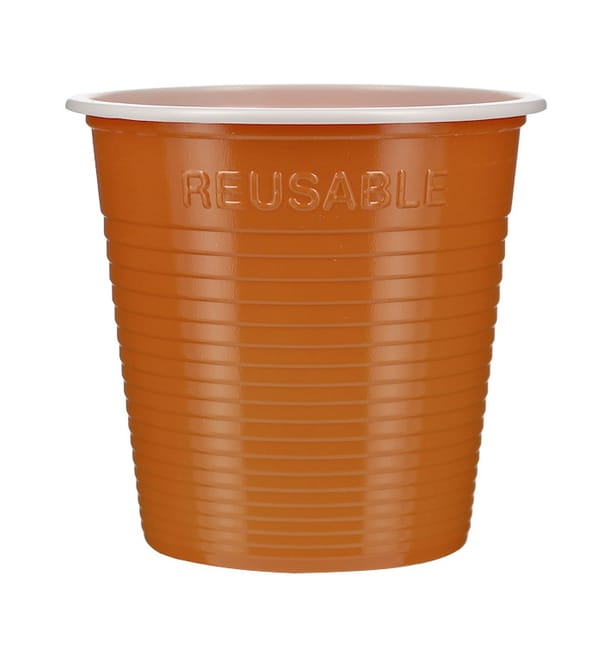Vaso Reutilizable Económico PS Bicolor Naranja 160ml (30 Uds) Vaso Reutilizable Económico PS Bicolor Naranja 160ml (30 Uds)