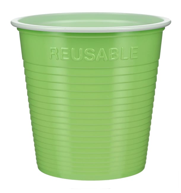 Vaso Reutilizable Económico PS Bicolor Verde Lima 230ml (30 Uds)
