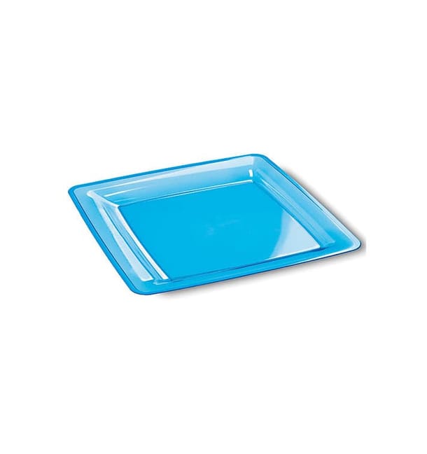 Plato Plastico Cuadrado Extra Rigido Turquesa 18x18cm Plato Plastico Cuadrado Extra Rigido Turquesa 18x18cm