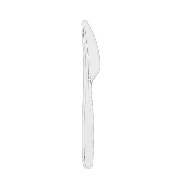 Cuchillo de Plástico PS Reutilizable Transparente 18cm (50 Uds) Cuchillo de Plástico PS Reutilizable Transparente 18cm (50 Uds)