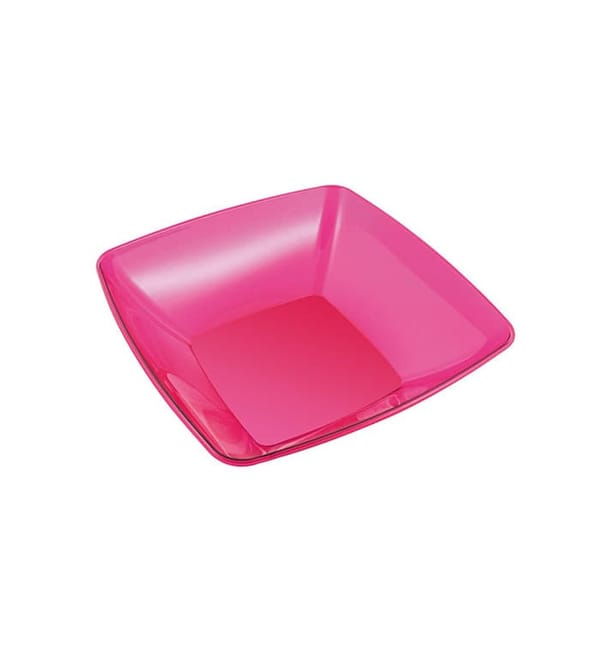 Bol de Plastico Cuadrado Frambuesa 14x14cm Bol de Plastico Cuadrado Frambuesa 14x14cm