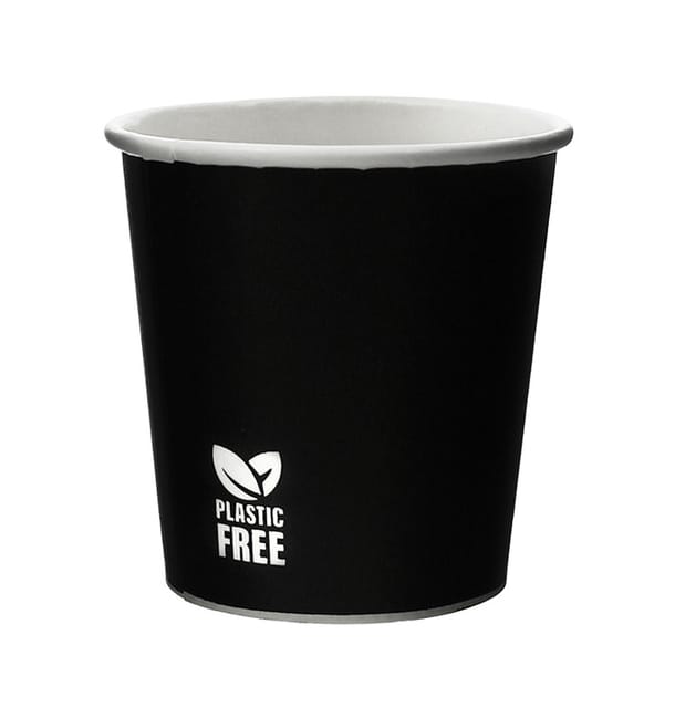 Vaso Cartón Plastic Free 4 Oz/120ml Negro Ø6,2cm (100 Uds) Vaso Cartón Plastic Free 4 Oz/120ml Negro Ø6,2cm (100 Uds)