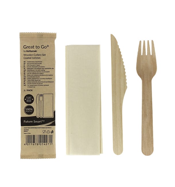 Set Cubiertos Madera Barnizado Tenedor, Cuchillo y Servilleta (250 Uds) Set Cubiertos Madera Barnizado Tenedor, Cuchillo y Servilleta (250 Uds)