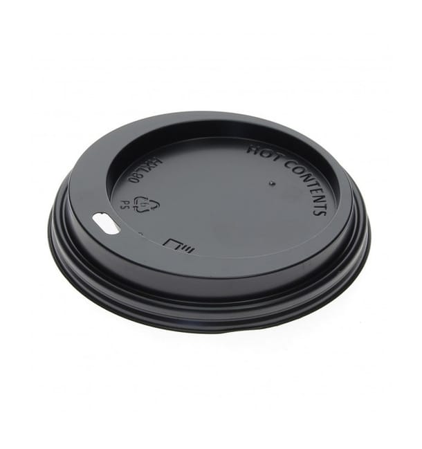 Tapa Travel con Agujero PS para Vaso Cartón Negra Ø8,0cm (100 Uds)