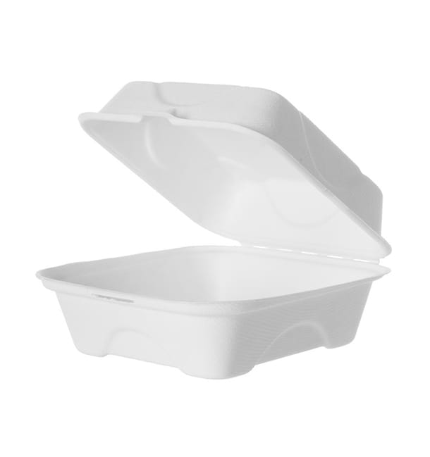Envase Hamburguesa Caña Azúcar Blanco 150x150x80mm (50 Uds) Envase Hamburguesa Caña Azúcar Blanco 150x150x80mm (50 Uds)