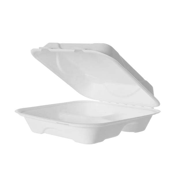 Envase Bisagra Caña de Azúcar 3C 23x23x7,5cm (200 Uds) Envase Bisagra Caña de Azúcar 3C 23x23x7,5cm (200 Uds)