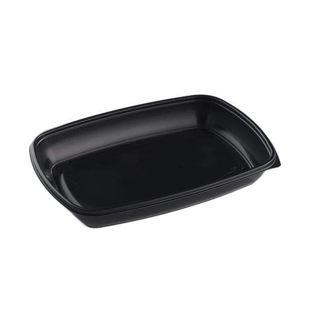Envase de Plástico PP Negro 1350ml 28x20x4cm (50 Uds) Envase de Plástico PP Negro 1350ml 28x20x4cm (50 Uds)