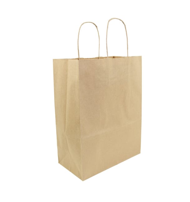 Bolsa Papel Kraft Hawanna con Asas 100g/m² 24+12x31cm (50 Uds) Bolsa Papel Kraft Hawanna con Asas 100g/m² 24+12x31cm (50 Uds)