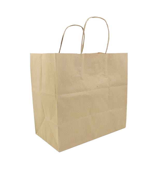 Bolsa Papel Kraft Hawanna con Asas 100g/m² 28+16x27cm (250 Uds)