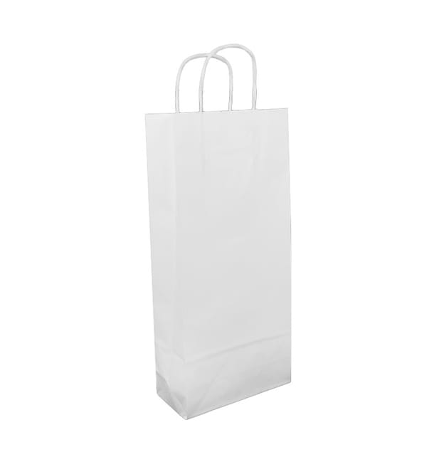 Bolsa Papel Blanca para Botellas Asas 18+8x39cm (50 Uds) Bolsa Papel Blanca para Botellas Asas 18+8x39cm (50 Uds)