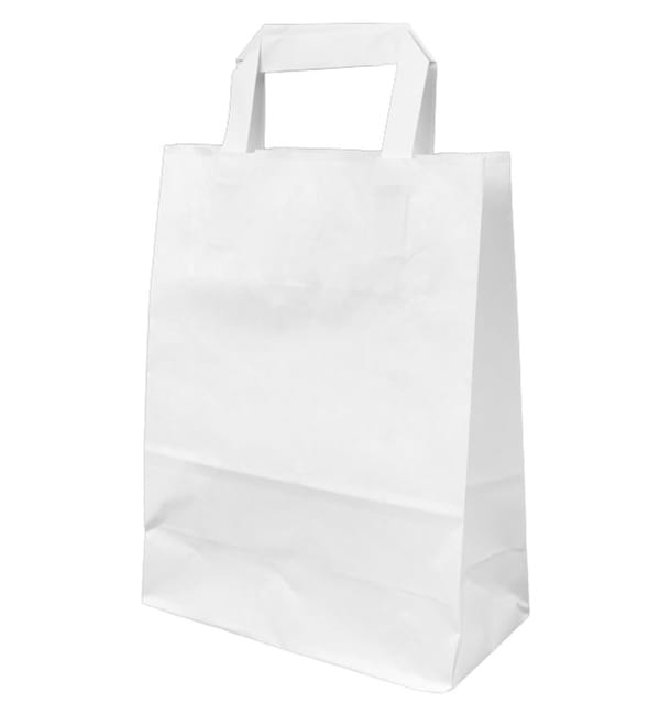 Bolsa Papel Kraft Blanca con Asas 100g/m² 22+11x27cm (25 Uds) Bolsa Papel Kraft Blanca con Asas 100g/m² 22+11x27cm (25 Uds)