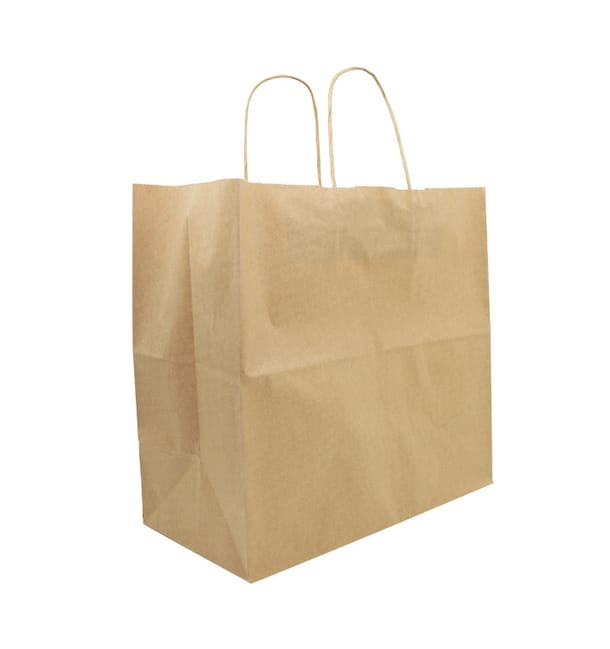 Bolsa Papel Kraft Marron con Asas 90g/m² 32+16x31cm (50 Uds) Bolsa Papel Kraft Marron con Asas 90g/m² 32+16x31cm (50 Uds)