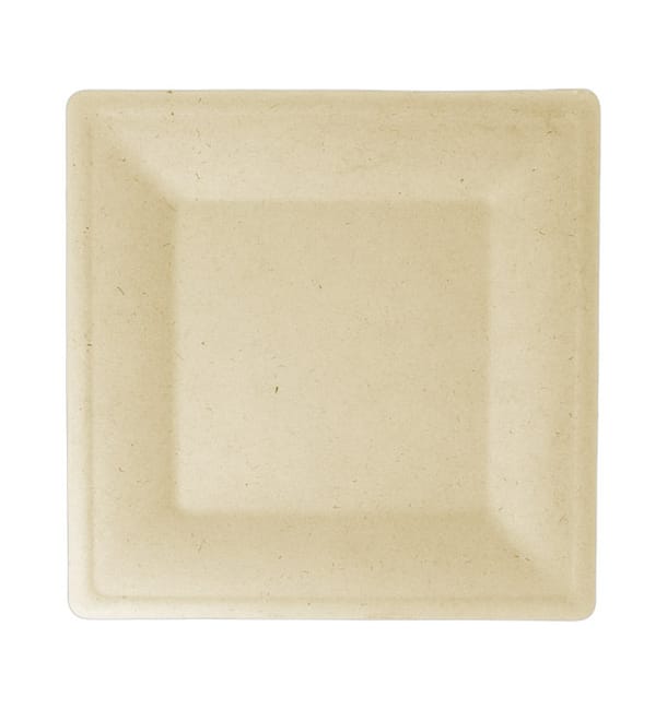 Plato Cuadrado Caña de Azucar Natural 262x262mm (50 Uds) Plato Cuadrado Caña de Azucar Natural 262x262mm (50 Uds)